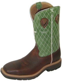 Twisted X MLCW002 for $164.99 Men's' Pull On Work Lite Boot with Cognac Glazed Pebble Leather Foot and a New Wide Toe